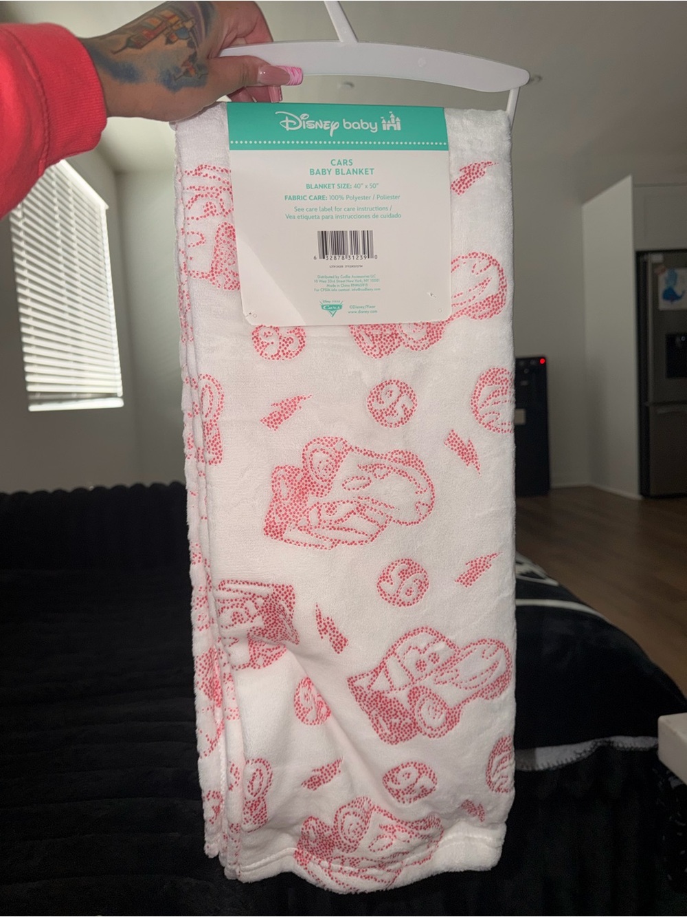 Disney Baby White and Red Cartoon Cars Plush Throw
